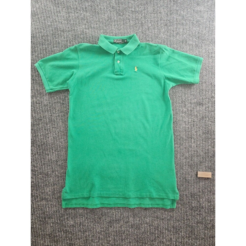 Kids Polo Ralph Lauren Green Short Sleeve Polo Shirt Size XL 18 20 Yellow Pony